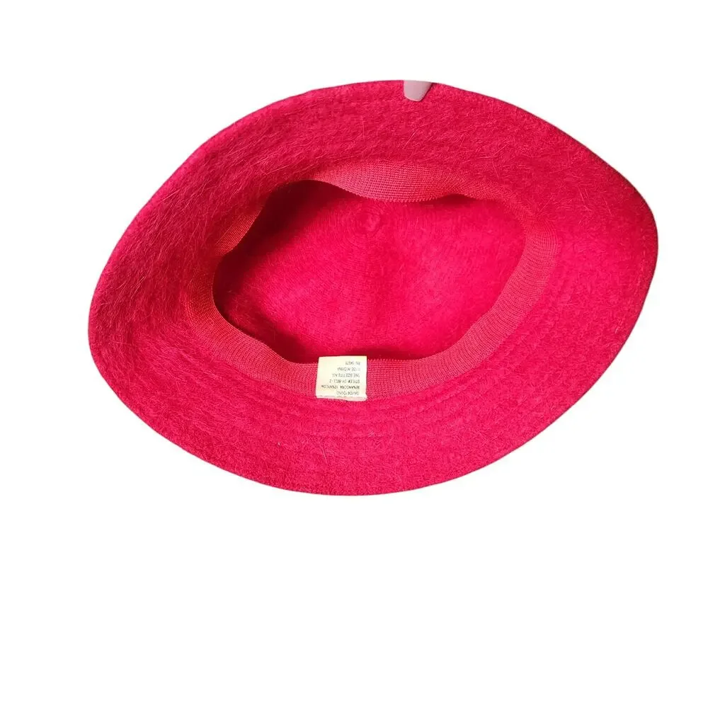 Vtg 90s Y2K David & Young Red Angora Bucket Hat Rave Festival One Size